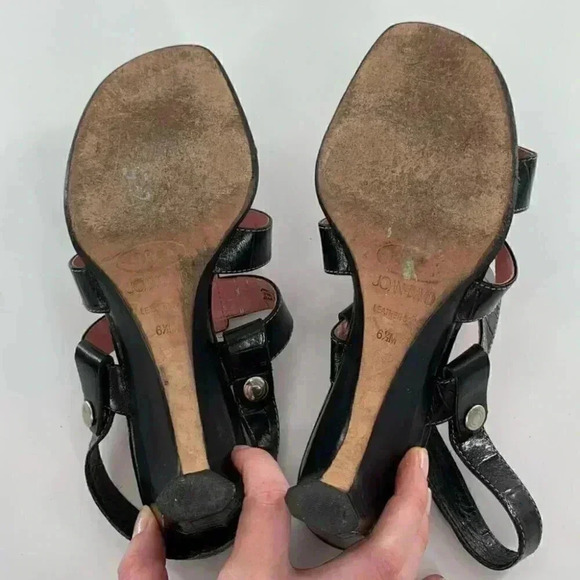 Joan and David heels size 6.5 black leather vintage 80s 90s tortoise embrossed - Picture 7 of 13